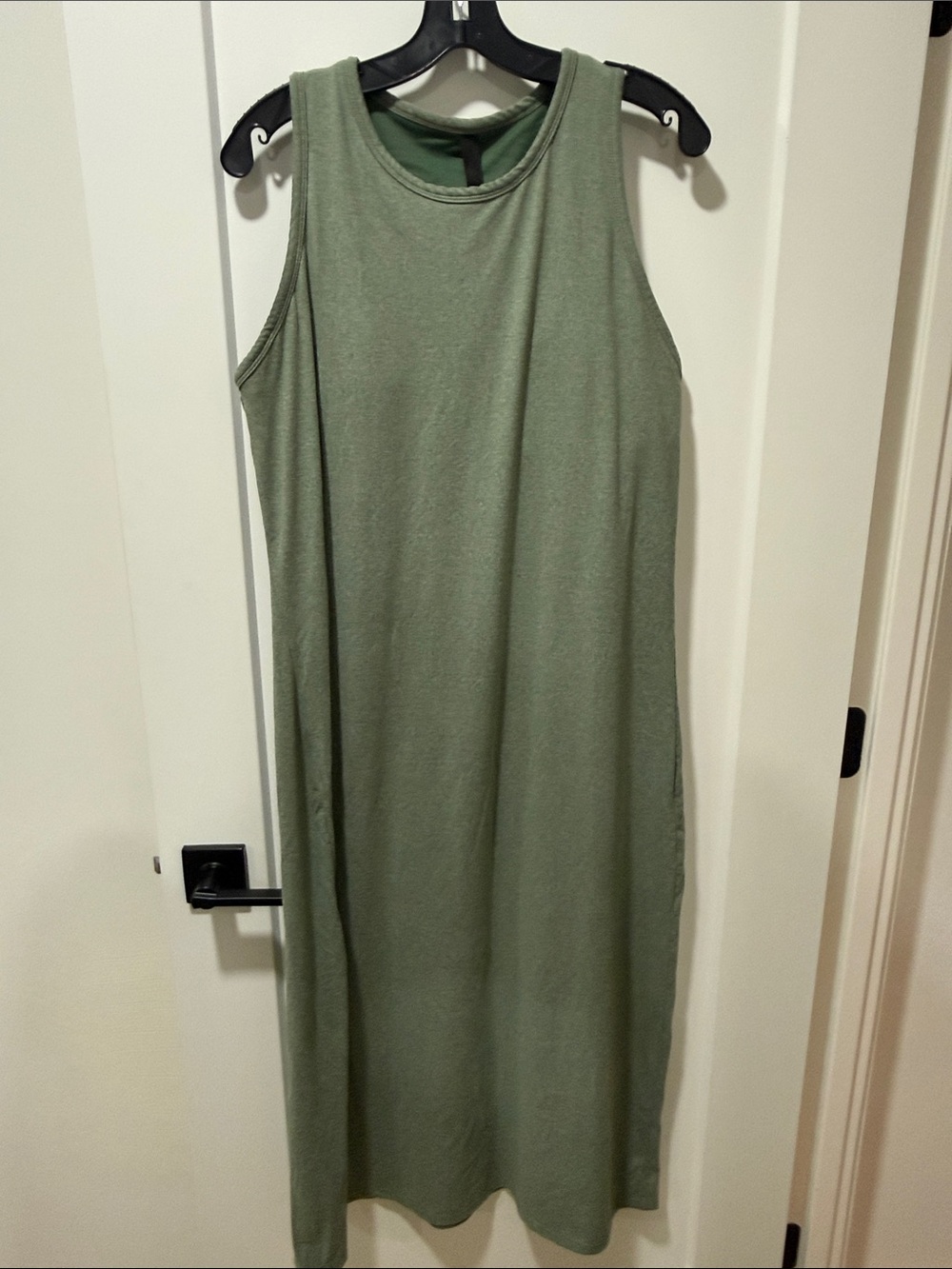 Women's Sleeveless Olive Green Midi Dress Size XL
